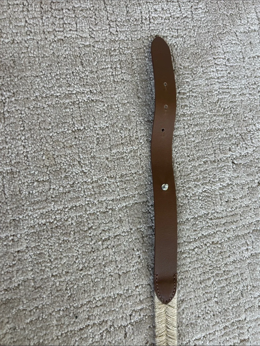 Lafayette 148 New York Natural Straw Belt with Brown Leather Trim